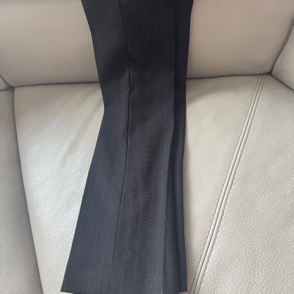 New  IRO Paris Biaga Black Pinstriped Virgin Wool Side Slits Slim Pants size 6